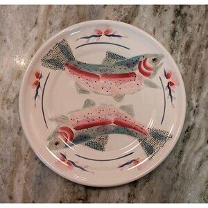VINTAGE SARAH PETERSON RAINBOW TROUT SERVING PLATE 11” SIGNED CARLISLE HARTSTONE